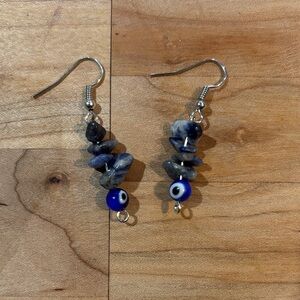 Lapis Lazuli  Evil Eye Dangle Earrings